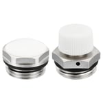 1/2" BSP Male Thread Manual Radiator Air Vent Plug Valve Set, 2 Pcs Plugs