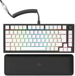 Glorious Gaming GMMK Pro 75% - Clavier de Jeu mécanique modulaire, TKL, Cadre 1,5 kg, Personnalisable, câble spiralé, Repose-Poignets, Touches Blanches, RGB, Disposition QWERTY Anglais - Noir