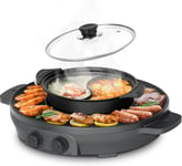 ENFRIFAM 2000W Electric 2 in 1 Hot Pot and Grill Suitable for 2-8 People Large