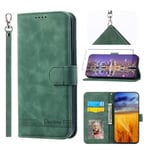 Verre trempé+Etui Samsung Galaxy S20 FE-S20 lite 6.5",Porte Cartes,Magnétique,Housse de Portefeuille pour Téléphone Portable,Vert