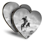 2x Heart MDF Coasters - BW - Kazakh en Eagle Hunter Man  #35917