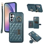 Phone Case For Samsung Galaxy A54 5G Wallet Cover with Crossbody Shoulder Strap and Leather Credit Card Holder 360°Rotation Ring Kickstand Cell Accessories A 54 54A SM A546U 2023 Girls Men Green