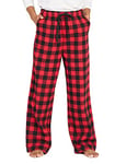 LAPASA Pantalon de Pyjama Femme 100% Flanelle de Coton Bas de Pyjama ou d'Intérieur Automne/Hiver L74 Rouge & Noir (Flanelle) XXL