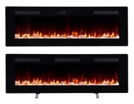 Dimplex Sierra Optiflame Media Wall Fireplace, 48"/ 121.9cm, Wall Mounted, Recess Fit, Free Standing Electric Fire, 7 Colour Themes, Choice of Fuel Beds, Cool Touch Glass, 1.6kW Electric Heater