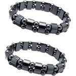 2PCS Hematit Magnetiskt Armband Män/Kvinnor Hematit Metall Magnetiska Armband