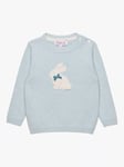 Trotters Baby Bunny Wool Blend Jumper, Pale Blue