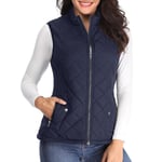 MISS MOLY Femme Doudoune sans Manche Gilet Ultra Légère Veste Manteau Zippée Hiver Parka Blouson Bleu - XS