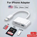 Pluie 3 En 1 Vers Tf Sd Card Reader,Apple Iphone 14,13,11,12,X Pro,Usb Type C Memory Otg Adapter,Huawei Xiaomi,Samsung - Type 3 In 1 Iphone