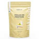 Nutri + Protéine en poudre Gâteau au fromage 1kg - 80% de protéines - Protéine végétalienne sans lactose et lactosérum - Mélange de protéines 3k Pois Soja Tournesol - Protein Shake