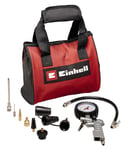 Einhell Kit de 10 accessoires pour Compresseur + sacoche (accessoire de compresseur, avec embout-adaptateur pour pistolet à air, gonfleur pneumatique, 8 adaptateurs de gonflage, sacoche incluse)