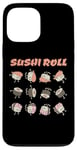 Coque pour iPhone 13 Pro Max Rouleau de sushi amusant dessin animé Kawaii Anime japonais Art Design