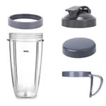 Blender Cup, Replacement Cups for NutriBullet with Flip Top to-Go Lids Handle Flat Cover and Lip Ring, Compatible with Nutribullet 600W 900W Blender Juicer (32oz)