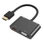 Adaptateur Riff Dual display 4K HDMI vers HDMI + VGA + jack 3,5 mm + micro usb (0,25 m) - Neuf