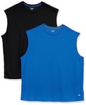 Amazon Essentials Men's Active Performance Tech Muscle Vest, Pack of 2, Black/Royal Blue, XXL Plus
