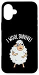 Coque pour iPhone 16 Plus I Wool Survive est un jeu de mots amusant en forme de mouton