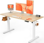 ErGear Bureau Assis Debout Electrique, Bureau Réglable en Hauteur Electrique 140 x 70 cm, Bureau Informatique avec Panneau Intelligent à 4 Mémoires, Bureau PC avec Plateau en Panneaux Assemblés