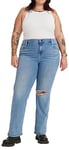 Levi's Women's Plus Size 726 High Rise Flare Jeans, Medium Indigo Destructed, 14 M