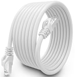 Cable Ethernet 10m Cat 6, Cable Rj45 Blindé Gigabit Haut Débit Câble Réseau Résistant aux Intempéries FTP 23AWG CCA Cable Internet blanc 10 Mètres Cable Lan pour Routeur Modem