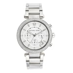 Michael Kors Parker Chronograph Quartz Watch with Silver Tone Stainless Steel Strap for Women MK5353