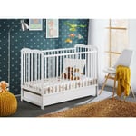 Bb-loisir - Berceau bébé lit bébé avec Tiroir 120x60cm blanc mat barreaux amovibles Ala