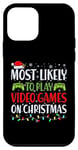 Coque pour iPhone 12 mini Plus susceptible de jouer à des jeux vidéo à Noël - Funny Gamer