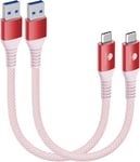 Lot de 2 câbles USB C courts 50CM/0,5M 10Gbps USB 3.1 Gen2 Type C Android Auto QC3.0 3,1 A USB A vers C Chargeur rapide pour Samsung Note20 Galaxy S23/S22 Z Flip 5 Tab S9 Pixel 8 Rouge