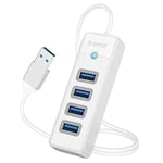 ORICO Hub USB, Hub USB 3.0 4 Ports, répartiteur USB Compatible avec Les Ordinateurs Portables, MacBook Pro/Mini, iMac, Surface, PS 4, disques durs Mobiles, etc. (0,5 m, Blanc)