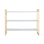 Lastdeco Meuble à chaussures en bois polyvalent, étagère de rangement pour chaussures, banc à chaussures, meuble à chaussures, couloir, 3 étagères, amovible, style nordique, blanc et naturel, 73 x 30