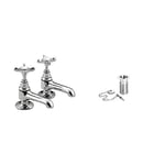 Bristan N 1/2 C CD 1901 Basin Pillar Taps, Chrome & Basin Waste with Plug Slotted - Chrome