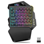 RedThunder G60 2.4Ghz Wireless RGB One-Handed Gaming Keyboard, 35-key Mini Design, Ergonomic Non-slip Comfortable Hand Rest, Rechargeable 2000mAh Battery, Suitable For PC, PS4, PS5, Xbox One.