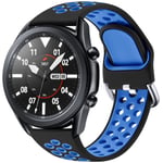 JUVEL Compatible with Samsung Galaxy Watch 3 45mm Strap/Samsung Galaxy Watch 46mm Strap, Dual Colour 22mm Silicone Breathable Sport Replacement Straps for Huawei Watch GT 3 46mm, Large BlackBlue