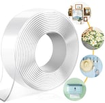 MIMEIMIAI Self Adhesive Tape, Double Sided Tape Heavy Duty Two Sided Sticky Pads Strong Wall Adhesive Strips No Marks Reusable Clear Nano Tape for Picture Hanging, Carpet Glue