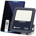 Aigostar Projecteur Solaire LED d’extérieur avec grand panneau solaire, 200W,2000LM, batterie de grande capacité,IP65, 6500K, lampe solaire extérieure pour jardins, portes, garages,câble de 2M