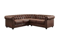 Canapé d'angle CHESTERFIELD en microfibre aspect cuir vieilli