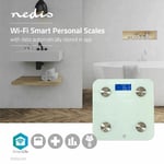 Nedis Bathroom Weighing Digital Scales WiFi Smart Body Fat BMI Fat Glass Scale