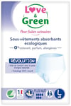 Love & Green Sous-vêtements absorbants adulte hypoallergéniques et écologiques Plus Nuit "Taille L" x8