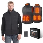 GAROERFAR Gilet Chauffant Homme avec 12000mAh Batterie Incluse,Veste Chauffante Homme avec 6 Zones de Chauffage, Gilet Chauffant ElectriqueIdéale pour Camping,Chasse et Moto,S