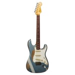 Stratocaster 65 Masterbuilt Greg Fessler Relic Blue Ice Metallic With Olympic White Competition Stripes