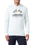 JACK & JONES Men's Hoodies Pullover Sweat Cool Logo Design, Pale Blue Colour, UK Size L