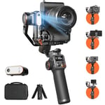 hohem iSteady MT2 Kit Gimbal Stabilisateur de Caméra avec AI Tracker,Fill Light, Stabil de cardan Tout-en-Un pour Appareil Photo sans Miroir, Téléphone Intelligent, Caméra Compacte ou Caméra d'action