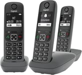 A695 Trio-Telephone Dect Sans Fil-3 Combines Avec Grand Ecran A Haut Contraste-Excellente Qualite Audio-Fonction Mains Libres-Protection D'Appels,Gris[Version Française]