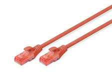 DIGITUS CAT 6 U-UTP patch cable, 10m, network LAN DSL Ethernet cable, LSZH, copper, AWG 26/7, red