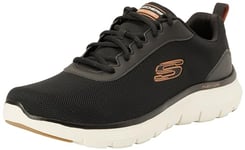 Skechers Homme Flex Advantage 5.0 AVANTAGE, Maille Noire en Cuir dura avec Bordure Orange, 40 EU