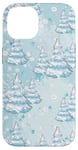 iPhone 14 Light Blue Icy Snow Christmas Tree Winter Holiday Coquette Case