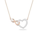 Swarovski Infinity necklace, Infinity and heart, White, Mixed metal finish