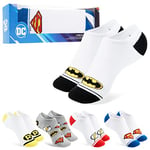 DC Comics Chaussettes Homme, Lot 5 Paires de Chaussettes Invisibles, Socquettes Basses Coton, Chaussettes Fantaisie Homme Humour Chaussette Rigolote Originale (Blanc, 41-46 EU)