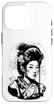 Coque pour iPhone 16 Pro Dessin de bande dessinée d'un manga japonais Geisha