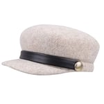 QB Dames béret en Laine Marine Chapeau Femme Automne et Hiver Mode Casquette en Laine décontractée Chapeau Haut de Forme-Beige