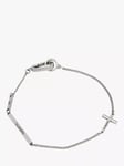 AllSaints Minimal Cross and Bar Refined Chain Bracelet, Warm Silver