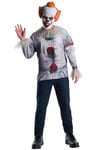 Adult PENNYWISE IT Movie Top + Mask Fancy Dress Costume Halloween Stephen King